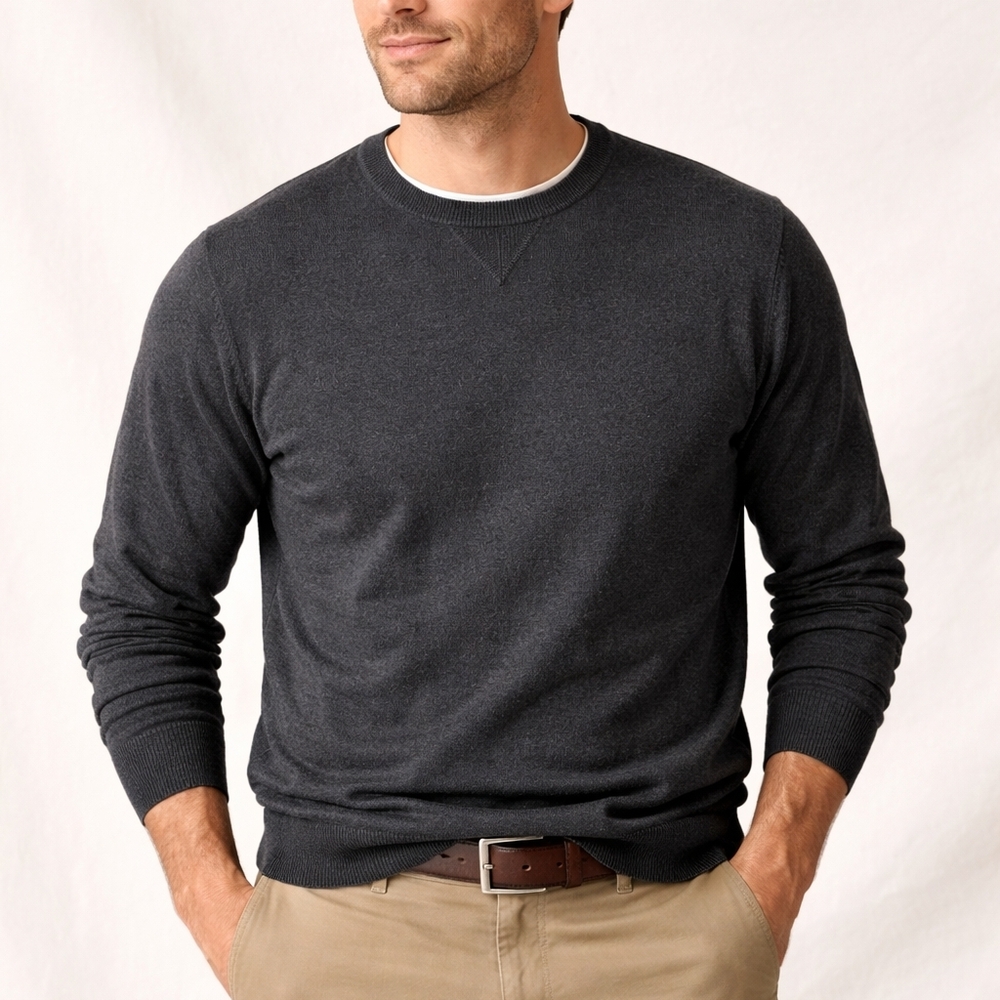 🧥‎ Orvis Men’s Sweater XL Cotton Silk Cashmere Blend Gray
